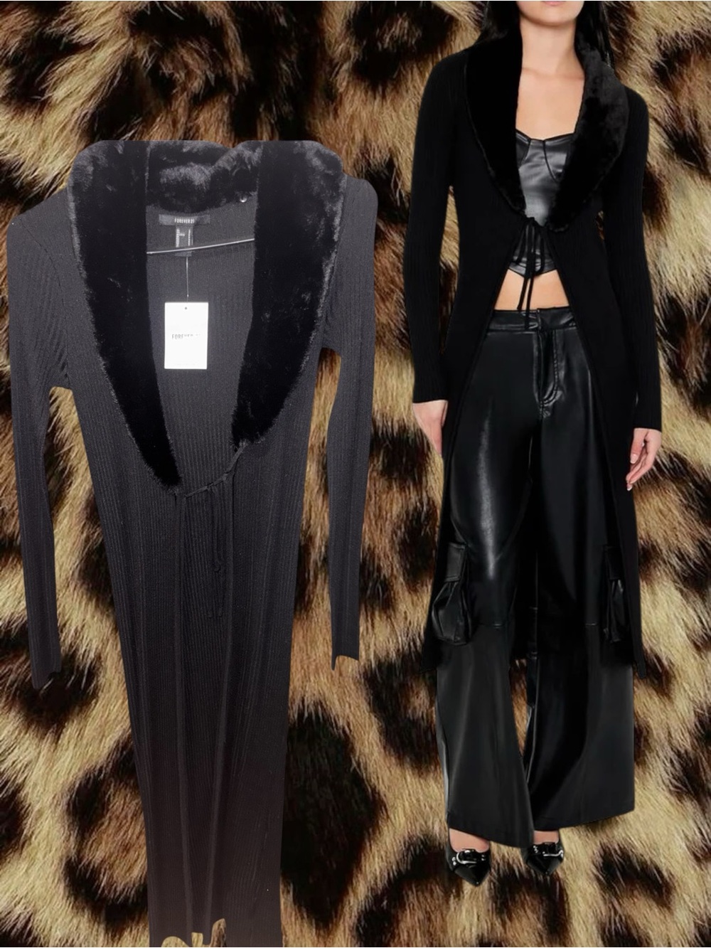 (SIZE S) NWT FOREVER 21 FAUX FUR DUSTER CARDIGAN SWEATER
